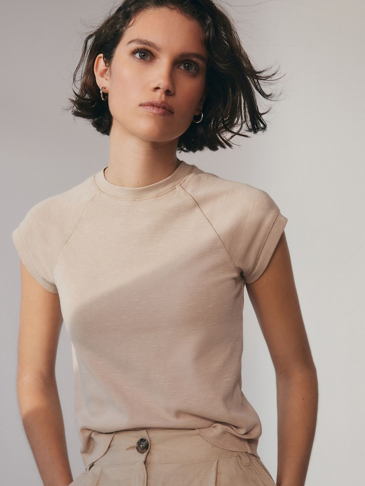 Neutral Wash Crew Neck Short Sleeve Raglan Top - Image 1 of 6