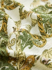 Ecru Paisley Print Puff Short Sleeve Shirred Midi Dress - Image 7 of 7