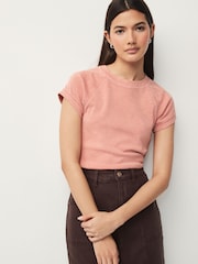Pink Wash Crew Neck Short Sleeve Raglan Top - Image 1 of 1