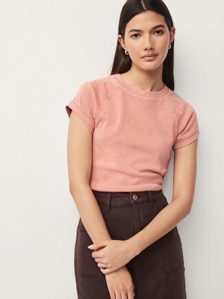 Pink Wash Crew Neck Short Sleeve Raglan Top - Image 1 of 1