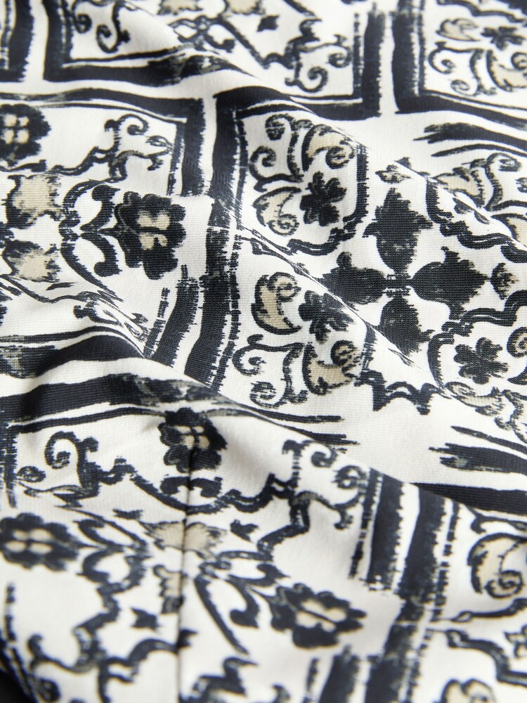 Monochrome Tile Long Sleeve Crew Neck Cuff Blouse - Image 4 of 4 Monochrome Tile Long Sleeve Crew Neck Cuff Blouse - Image 4 of 4