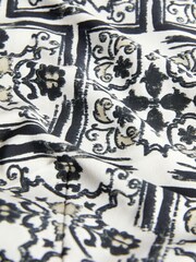 Monochrome Tile Long Sleeve Crew Neck Cuff Blouse - Image 6 of 6