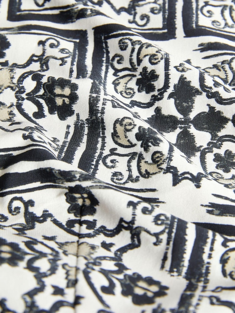 Monochrome Tile Long Sleeve Crew Neck Cuff Blouse - Image 6 of 6