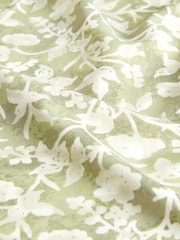 Sage Green Floral Long Sleeve Crew Neck Cuff Blouse - Image 6 of 6