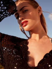 Black Long Sleeve Crochet Cardigan - Image 4 of 6