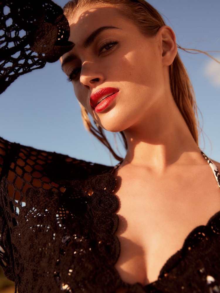 Black Long Sleeve Crochet Cardigan - Image 4 of 6