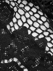 Black Long Sleeve Crochet Cardigan - Image 5 of 6