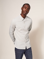 White Stuff Natural Scandi Geo Printed Shirt - Image 1 of 7