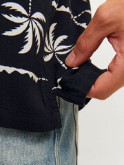 JACK & JONES Black Palm Print Resort Summer Short Sleeve Shirt - Image 5 of 7