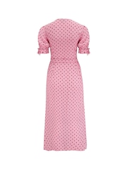 Pour Moi Pink Laney Lace Trim Woven Wrap Midi Dress - Image 5 of 5