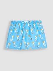 JoJo Maman Bébé Pelican Blue Men's Print Swim Shorts - Image 1 of 3