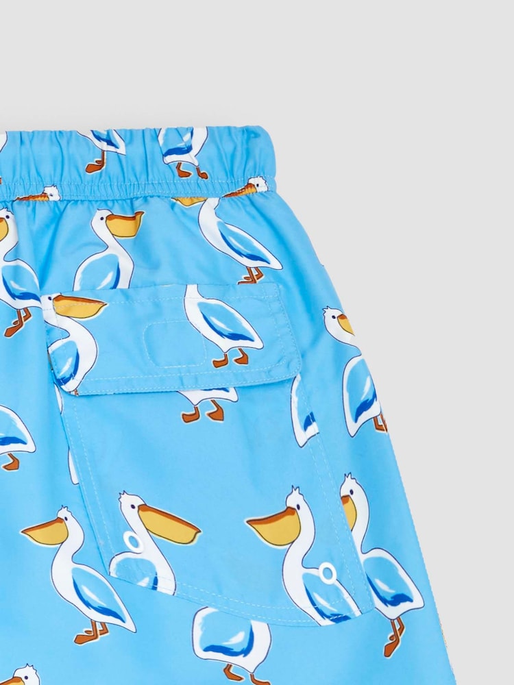 JoJo Maman Bébé Pelican Blue Men's Print Swim Shorts - Image 3 of 3
