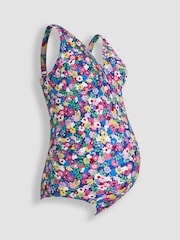 JoJo Maman Bébé Multi Floral V-Neck Maternity Swimsuit - Image 2 of 3