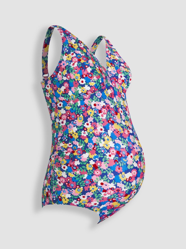 JoJo Maman Bébé Multi Floral V-Neck Maternity Swimsuit - Image 2 of 3