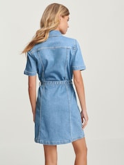 Mittelblau - Denim-Hemdkleid mit Gürtel - Bild 2 von 6