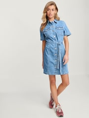 Mittelblau - Denim-Hemdkleid mit Gürtel - Bild 4 von 6