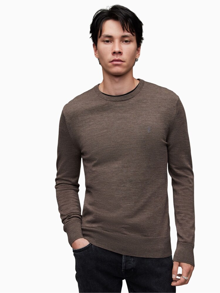 AllSaints Brown Mode Merino Crew Jumper - Image 1 of 6