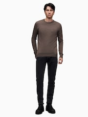 AllSaints Brown Mode Merino Crew Jumper - Image 3 of 6