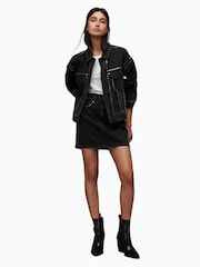 AllSaints Black Bella Stud Denim Jacket - Image 4 of 10