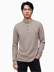 AllSaints Natural Reform Long Sleeve Polo Shirt - Image 1 of 4