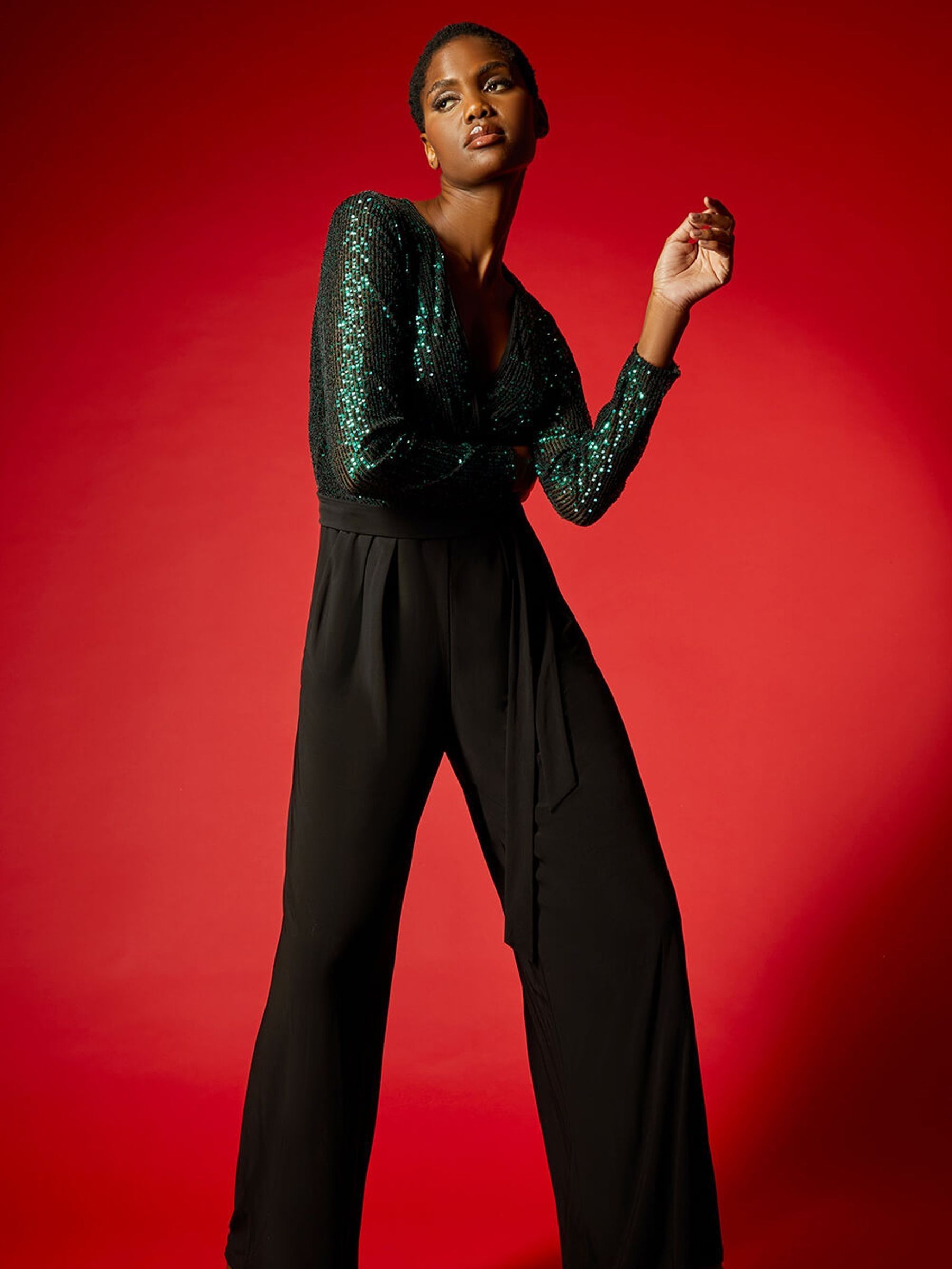 Sequin green jumpsuit shop