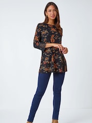 Roman Black Paisley Lace Trim Stretch Top - Image 3 of 5