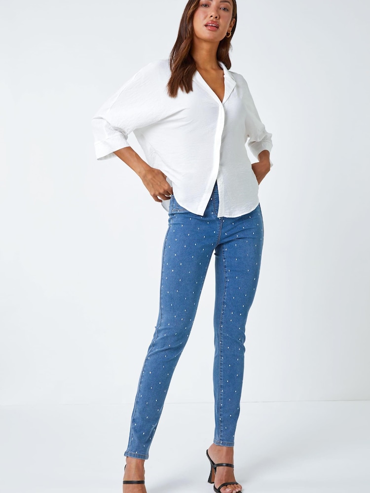 Roman Blue Diamante Embellished Stretch Jegging - Image 2 of 5