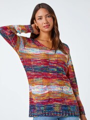 Roman Brown Pocket Detail Mixed Yarn Jumper - Image 1 of 5
