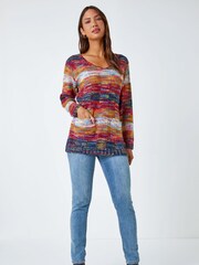 Roman Brown Pocket Detail Mixed Yarn Jumper - Image 2 of 5