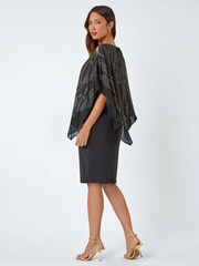 Roman Black Burnout Foil Overlay Stretch Dress - Image 3 of 5