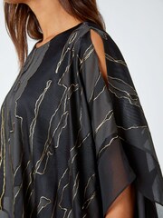 Roman Black Burnout Foil Overlay Stretch Dress - Image 5 of 5