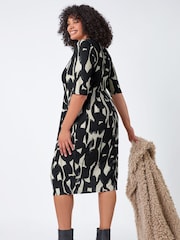 Roman Black Curve Abstract Relaxed Pocket Dress - Image 3 of 6