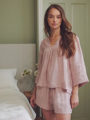 Pink Linen Shorts Set - Image 2 of 9