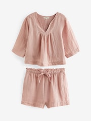 Pink Linen Shorts Set - Image 6 of 9