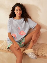 Sage Green Scion at Next Flamingo Short Set Pyjamas - Image 2 of 9