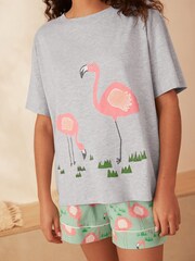 Sage Green Scion at Next Flamingo Short Set Pyjamas - Image 5 of 9