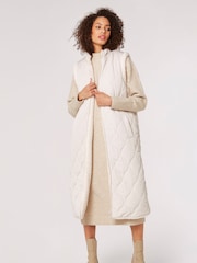 Apricot Brown Longline Reversible Borg Quilted Gilet - Image 1 of 5
