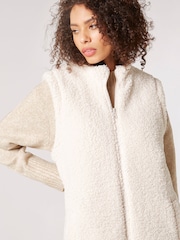 Apricot Brown Longline Reversible Borg Quilted Gilet - Image 4 of 5