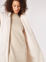Apricot Brown Longline Reversible Borg Quilted Gilet - Image 5 of 5