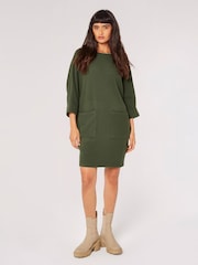 Apricot Green Contrast Rib Cocoon Dress - Image 3 of 4