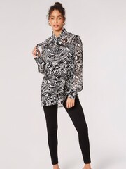 Apricot Black Pussybow Painterly Marble Blouse - Image 4 of 5