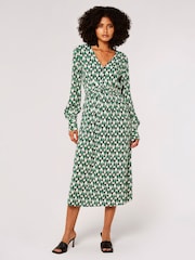 Apricot Green Teardrop Long Sleeve Midaxi Dress - Image 1 of 5