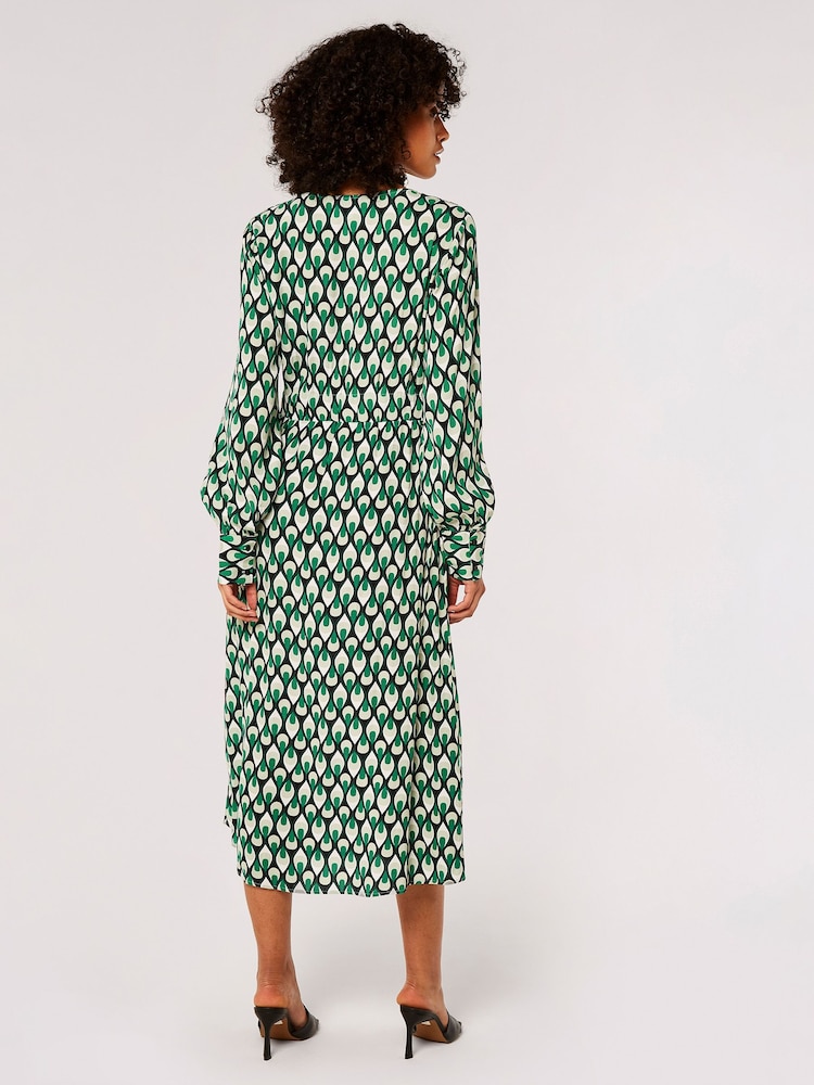 Apricot Green Teardrop Long Sleeve Midaxi Dress - Image 2 of 5