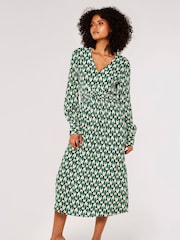 Apricot Green Teardrop Long Sleeve Midaxi Dress - Image 3 of 5