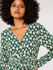 Apricot Green Teardrop Long Sleeve Midaxi Dress - Image 4 of 5