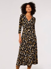 Apricot Black Multi Leaf Maxi Dress - Image 1 of 4