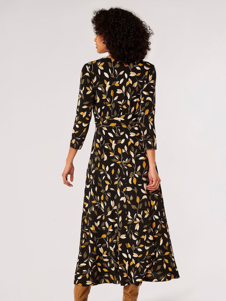 Apricot Black Multi Leaf Maxi Dress - Image 2 of 4