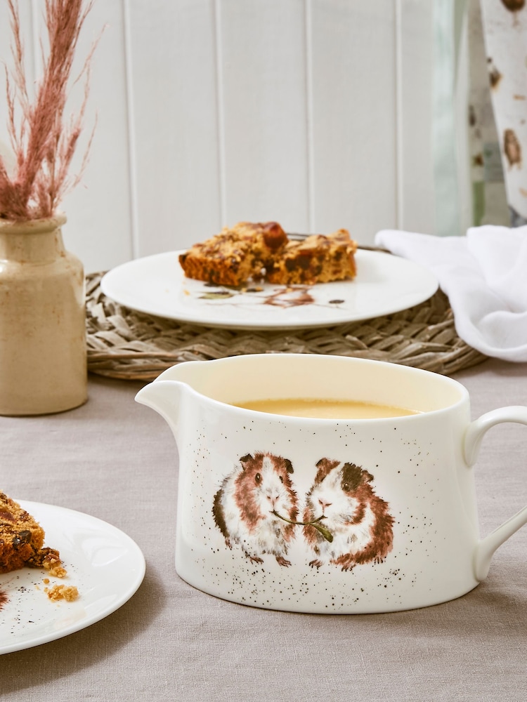 Royal Worcester White Wrendale Designs Guinea Pig Sauce Boat - Image 1 of 6
