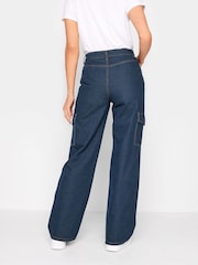 Long Tall Sally Dark Blue Wide Leg 100% Cotton Cargo Jeans - Image 2 of 4