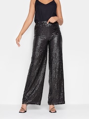 Long Tall Sally Black Sequin Wide Leg Trousers - Image 1 of 3